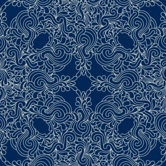 Blue decor pattern seamless vectors 02  