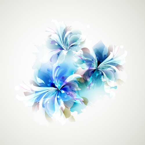 Blue flower backgrounds vector 04  