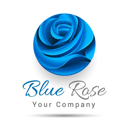 Blue rose logo design vector  