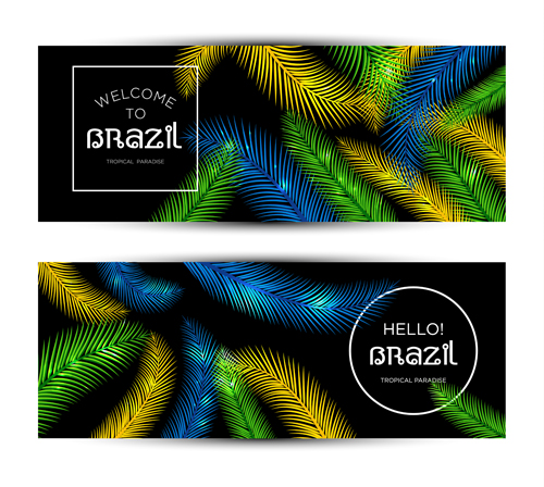 Brazil tropical paradise vector banners 03  