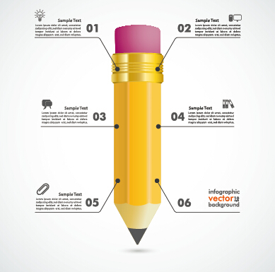 Business Infographics with pencil vector 02  