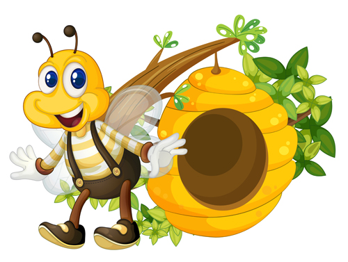 Cartoon bee and beehive vector material 09  