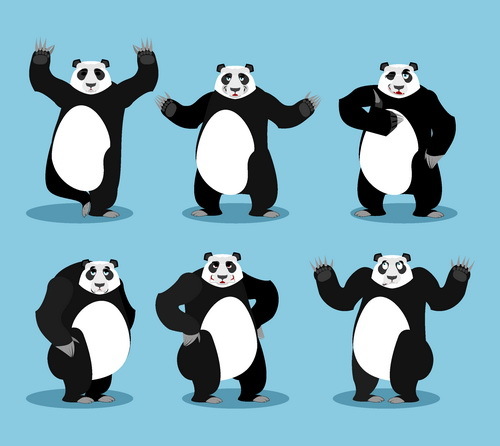 Ensemble de dessin animé drôle de panda vector  