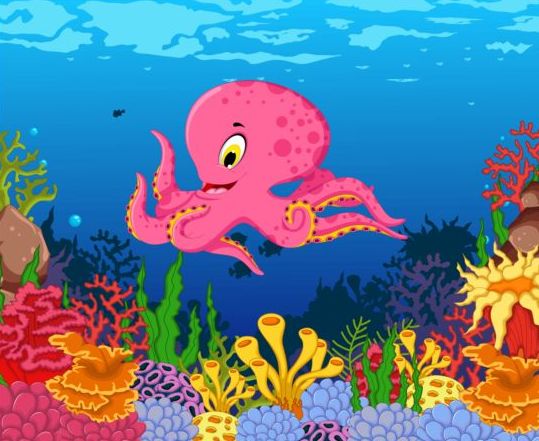 Мультфильм подводный мир красивый вектор 05  