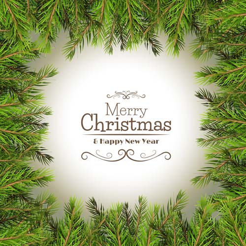Christmas wreath frame vector  