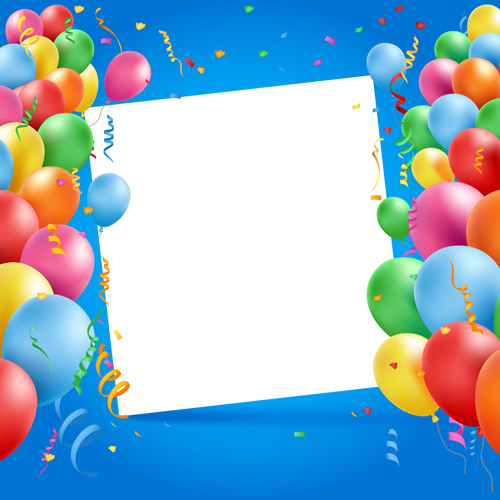 Colored balloons with birthday background graphics vector 06  