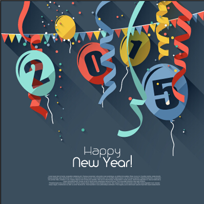 Confetti with balloon 2015 new year background vector  