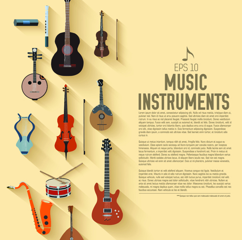 Creative music Instruments background vector graphics 03  