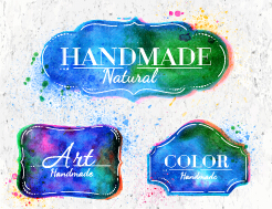 Creative watercolor labels vector material 03  