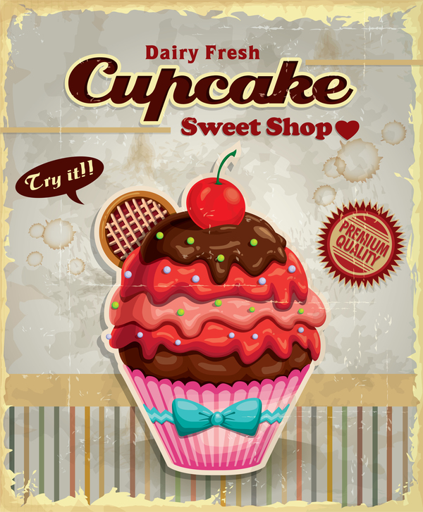 Cupcake sweet shop vecteur de l'affiche  