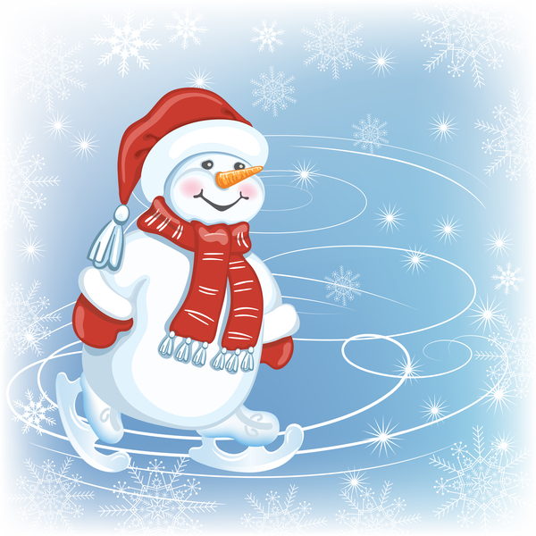 かわいいクリスマス雪だるまベクトルのデザイン01  