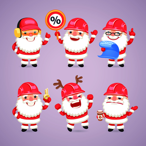 Cute santa material vector set 04  