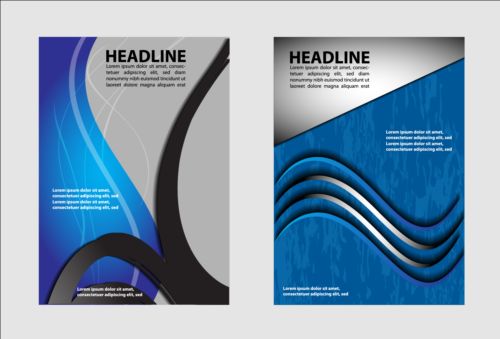 Dark blue flyer and brochure cover vector 02  