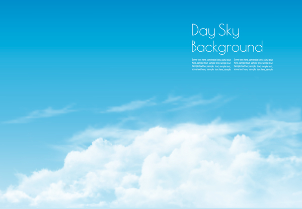 Day sky with white clouds background vector 01  