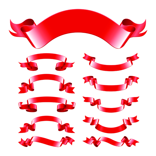 Different Red Ribbons design vector  