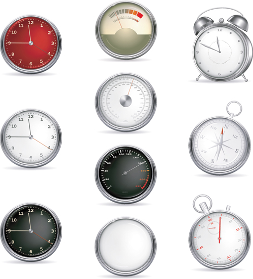 Different clock icons vector set  