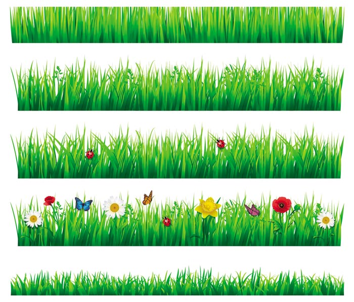 Flower with grass border vector material 02  