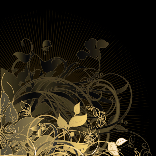 Gold floral vector backgrounds art 03  