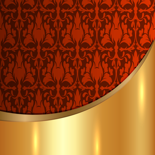 Goldgemälter Metall-Hintergrund mit Dekordmustern Vektormaterial 30  