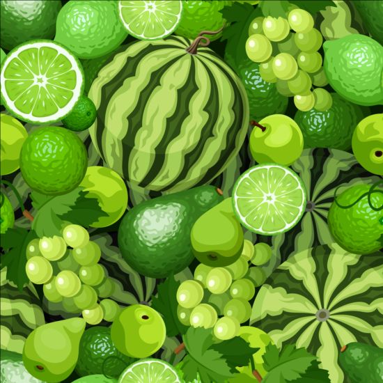 Green fruits seamless pattern vector  