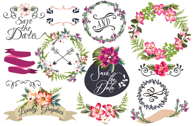 Hand drawn flower frame with ornament elements vector 02  