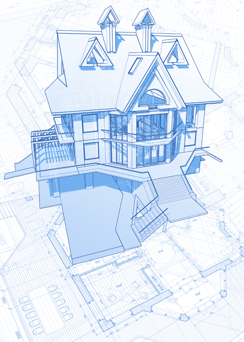 House architecture blueprint vector set 10  