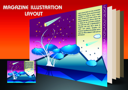 Magazine pages and cover layout design vector 07  