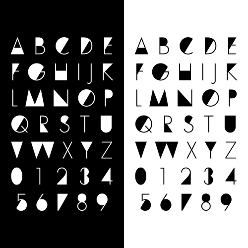 Number and alphabet creative design vectors 04  