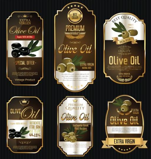 Olive oil retro labels luxury vector 03  