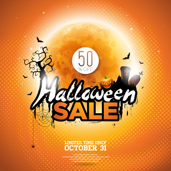 Orange Halloween-Verkaufshintergrundvektor 02  