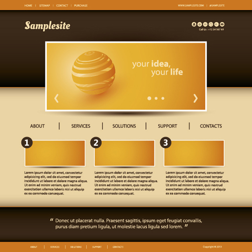Orange styles business website template vector  