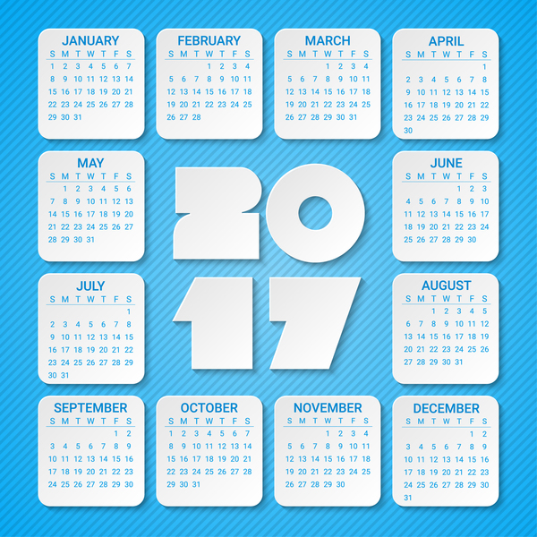 Papier calendrier 2017 vecteur matériel  