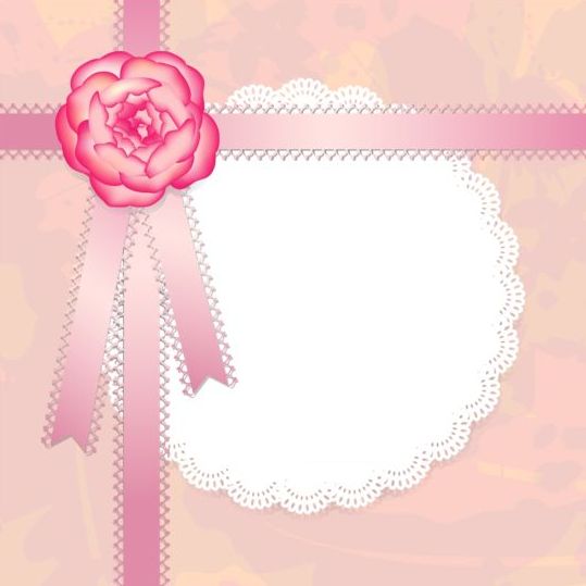 Pink lace card vector  
