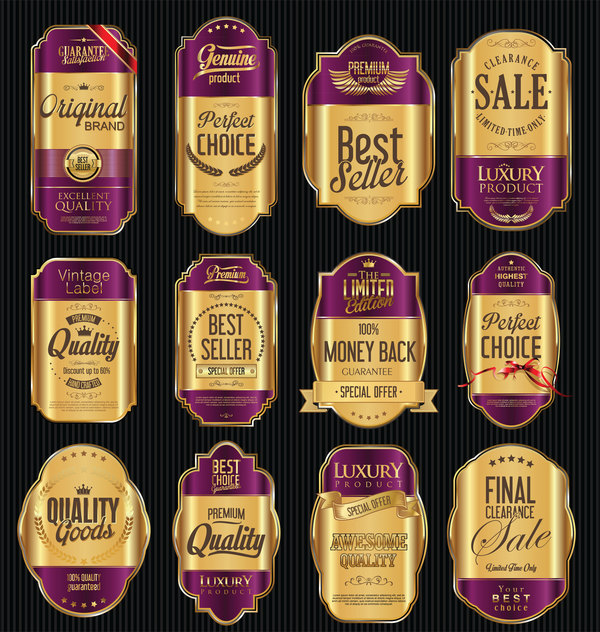 Vektor-violette und Goldene Luxus-labels  