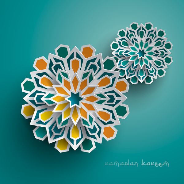 Fond de Ramadan avec un vecteur papier fleur coupée 01  