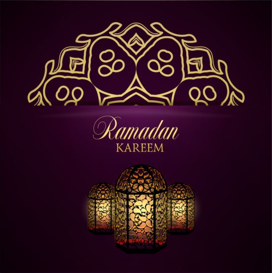 Ramadan kareem purple backgrounds vector set 16  