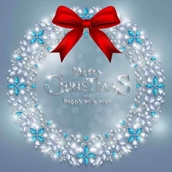 Round jewelry christmas with new year decoration vector  