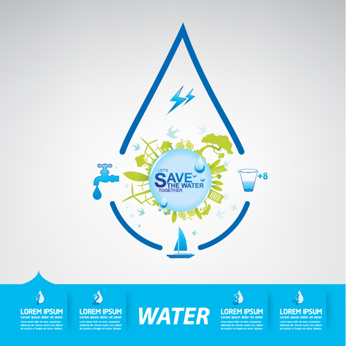 Save water infographics template vector 15  