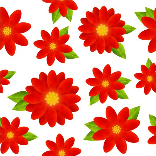 赤い花が付いている継ぎ目が無いパターン  