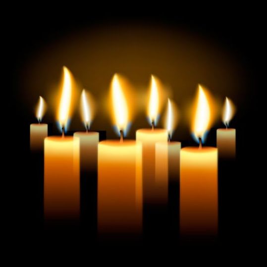 Shining candle with black background vector 01  