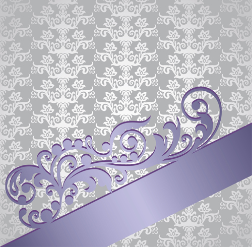 Couverture de livre floral de style victorien argent et violet  