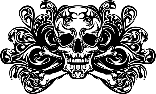 Skull tattoo ornament vector material  