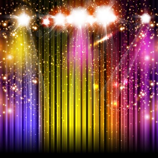 Spotlight with colored lines background vector  