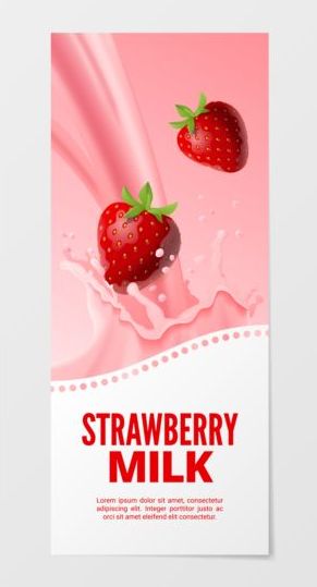 Vecteur de bannière de lait de fraise  