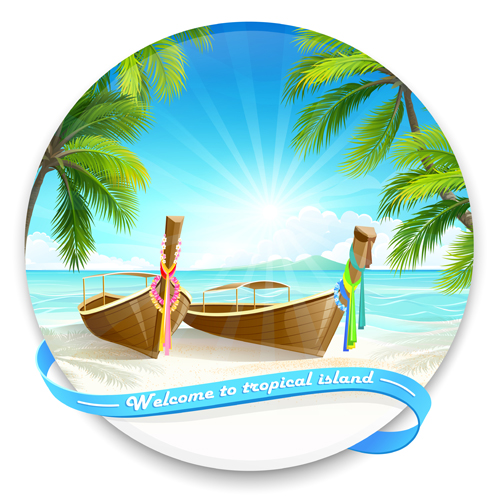 Tropical islands holiday background design vector 05  