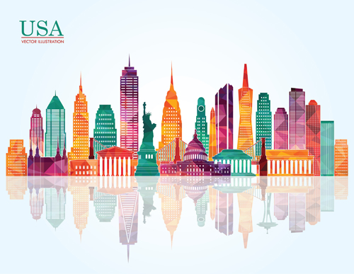 USA landmark building colored vector  