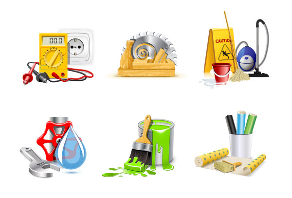 Various tools icons vector set  