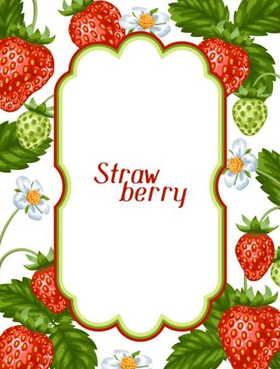 Vector frame met witte aardbeien  
