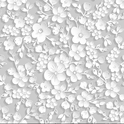 White paper flowers pattern seamless vecvtor  