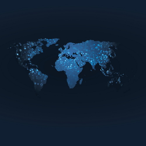 Weltkarte mit dunkelblauem Hintergrund Vektor  